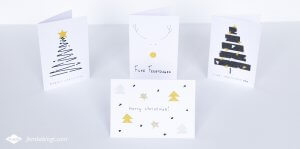 DIY kerstkaarten met glitter washi tape | Deze simpele kerstkaarten maak je eenvoudig zelf met wit papier, een zwarte stift en glitter washi tape!