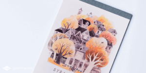 Mijn favoriete notitieboekjes | Notitieblok met illustratie van Syracuse in de herfst op de voorkant